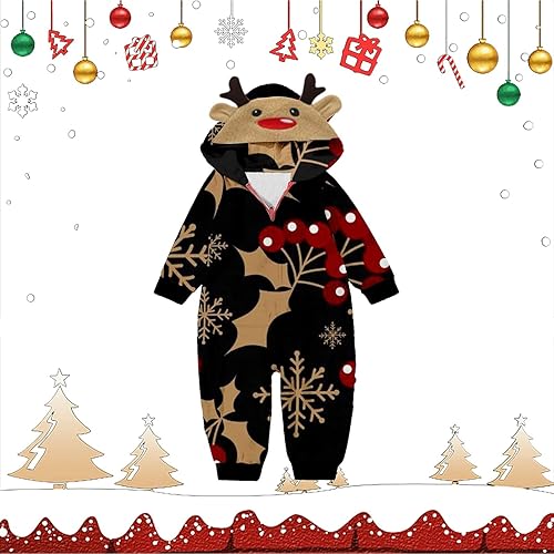 Miniatura 5 de ADUWOAN Pijamas de Navidad familiares a juego con capucha, conjunto de pijama suave y acogedor para Navidad con estampado de pijamas a juego