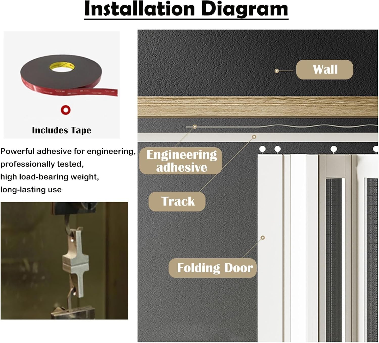 Retractable Accordion Door - No-Drill Folding Room Divider with Aluminum Frame & Acrylic Panel, Ideal for Bathroom & Kitchen (26x40in / 66x101cm)