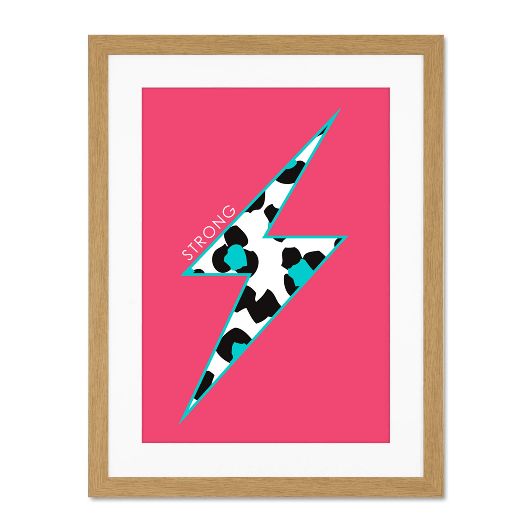 Wee Blue Coo Pink Teal Leopard Strong Large Framed Art Print Wall Poster 18x24 inch