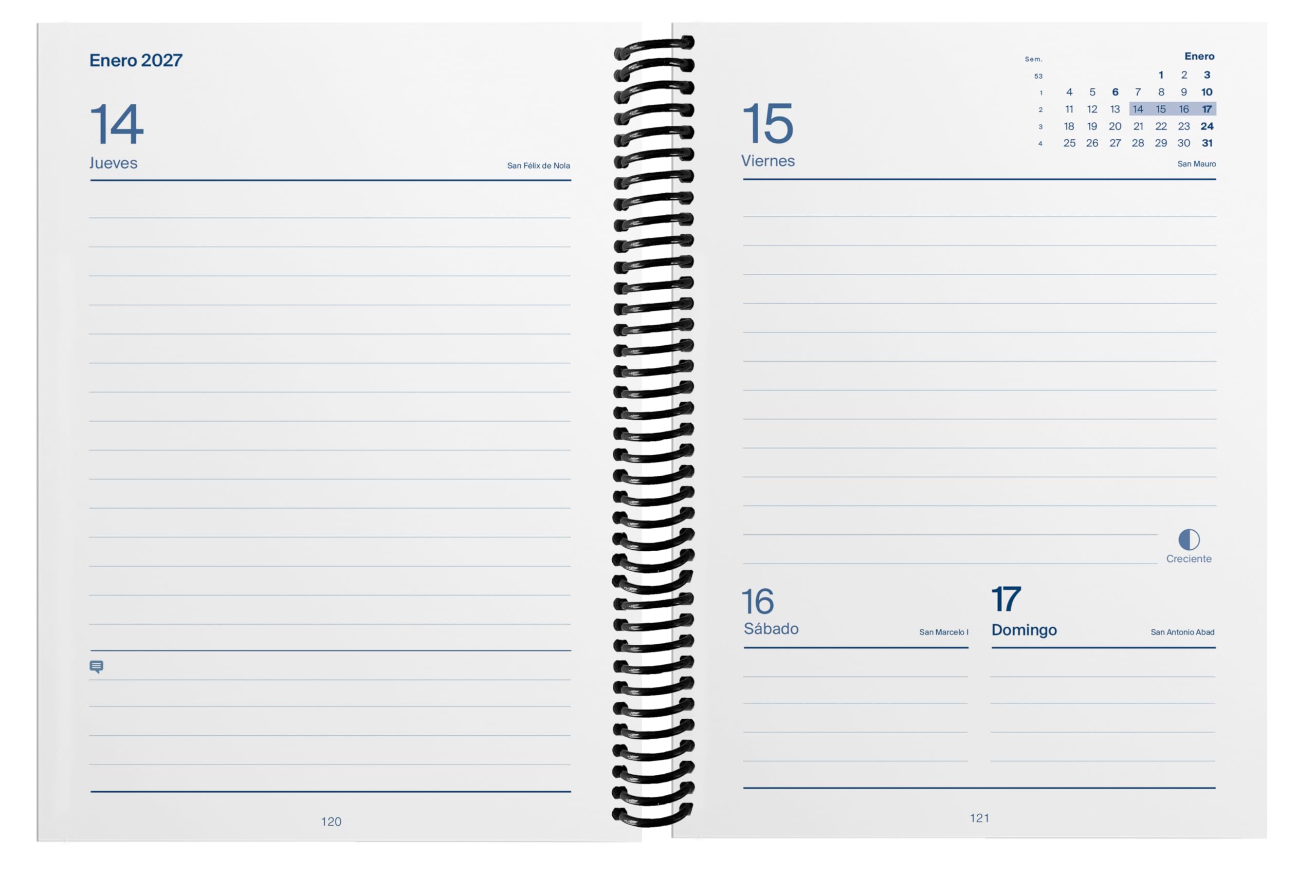 ADDITIO Schülerkalender 2026-27 | Universal | Tagesansicht | September 2026 bis August 2027 | 12,5 x 17 cm | Verschluss mit Gummizug | Stifthalter | Aufkleber | Spanisch | Grün