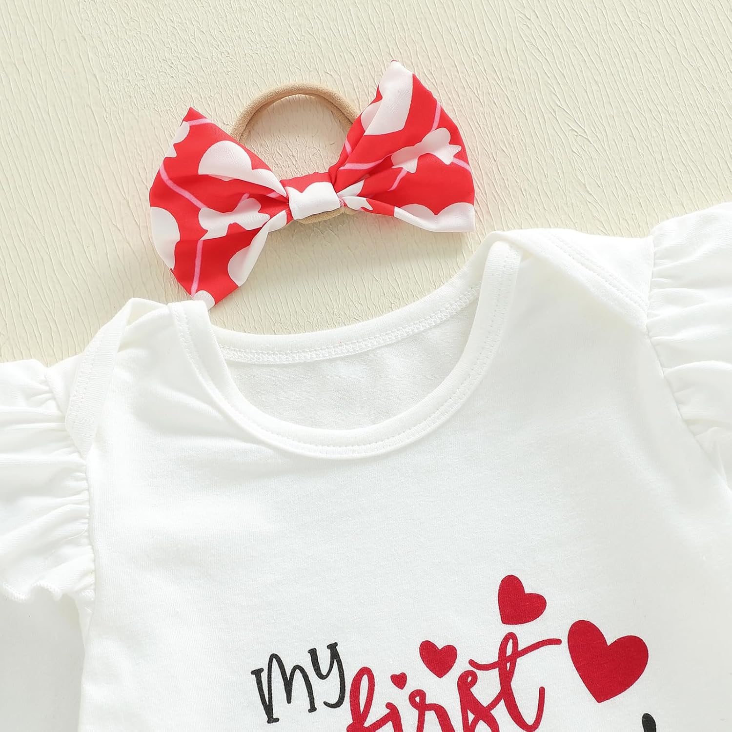 Thorn Tree Baby Girl Valentines Outfit Heart Be Mine Clothes Long Sleeve Romper Tutu Skirt Socks Headband Newborn Outfits