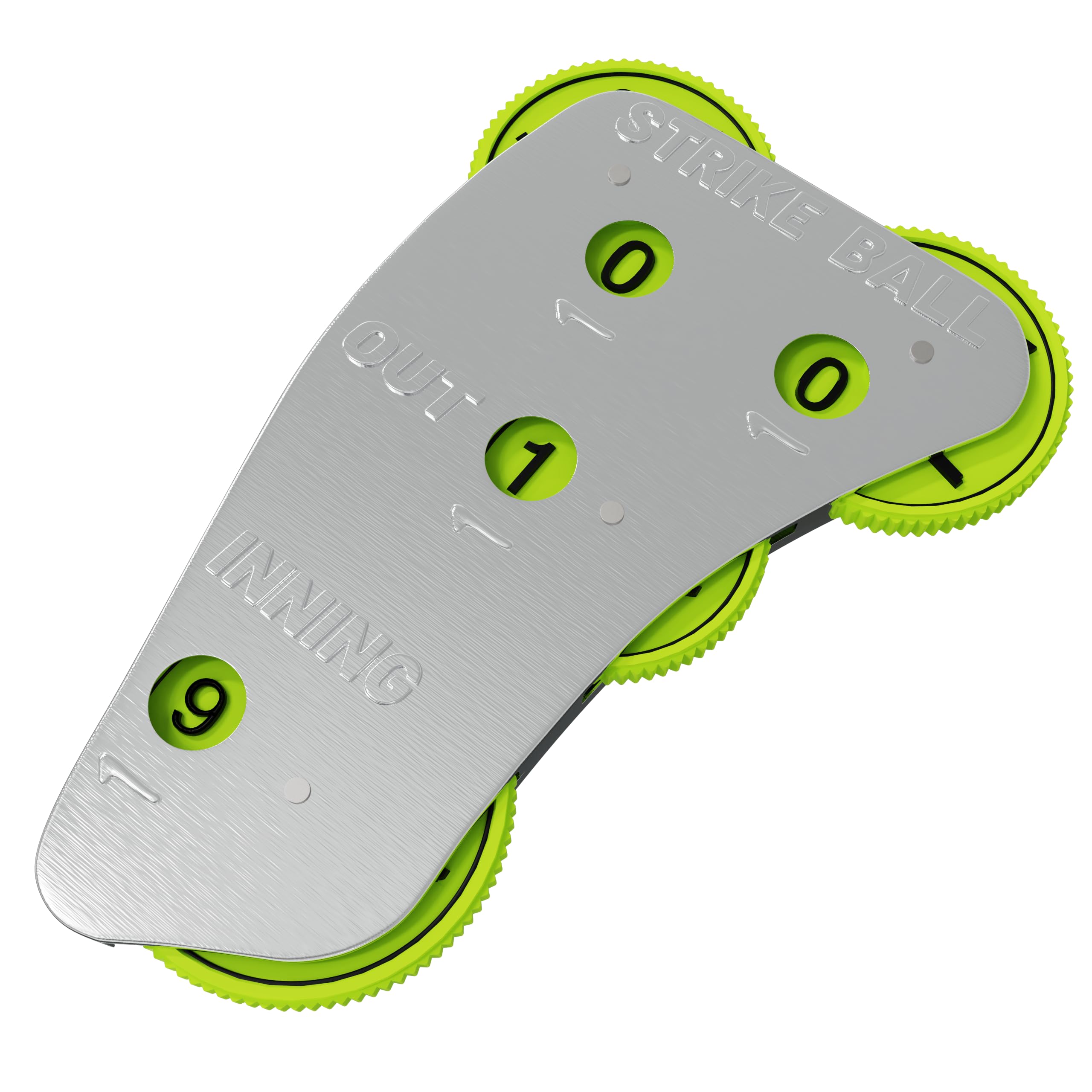 Great Call Athletics Baseball Umpire Count Indicator | Pro 4 Wheel Call Balls Strikes Outs Innings Dial Steel Optic Green