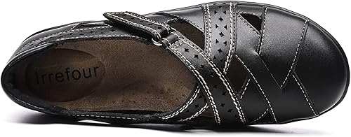 Miniatura 8 de Irrefour Mocasines clásicos de cuero genuino para mujer, estilo casual, sin cordones, a la moda, con puntera cerrada, sandalias planas cómodas para