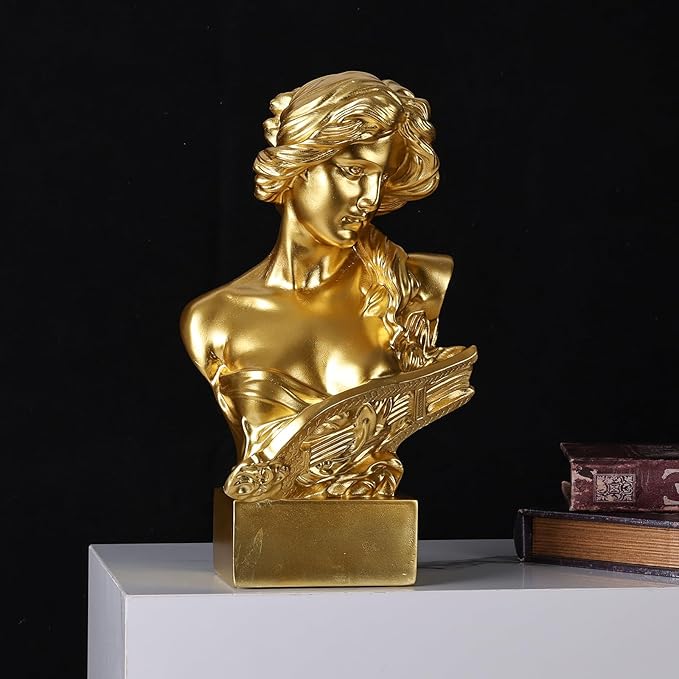 Estatua Busto Artemisia Dorada 30 cm Resina Decoración Mitológica miniatura 4