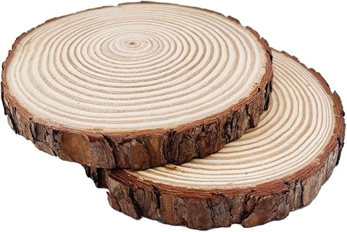 Miniatura 3 de Discos redondos naturales, rebanadas de madera rústica, 4 piezas de 9 a 10 pulgadas, kit de madera sin terminar, círculos, manualidades, rebanadas