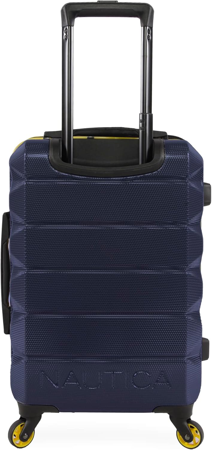 review Nautica Quest Hardside Spinner Luggage, Navy/Yellow, Carry-On 21-Inch