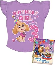 Tstars Paw Patrol Skye Birthday Girl Tee Toddler Ruffle Sleeve Party Top | Soft licensed Skye ruffle tee; great for 3rd or 4th birthday, pink pup party, toddler girl photo gift