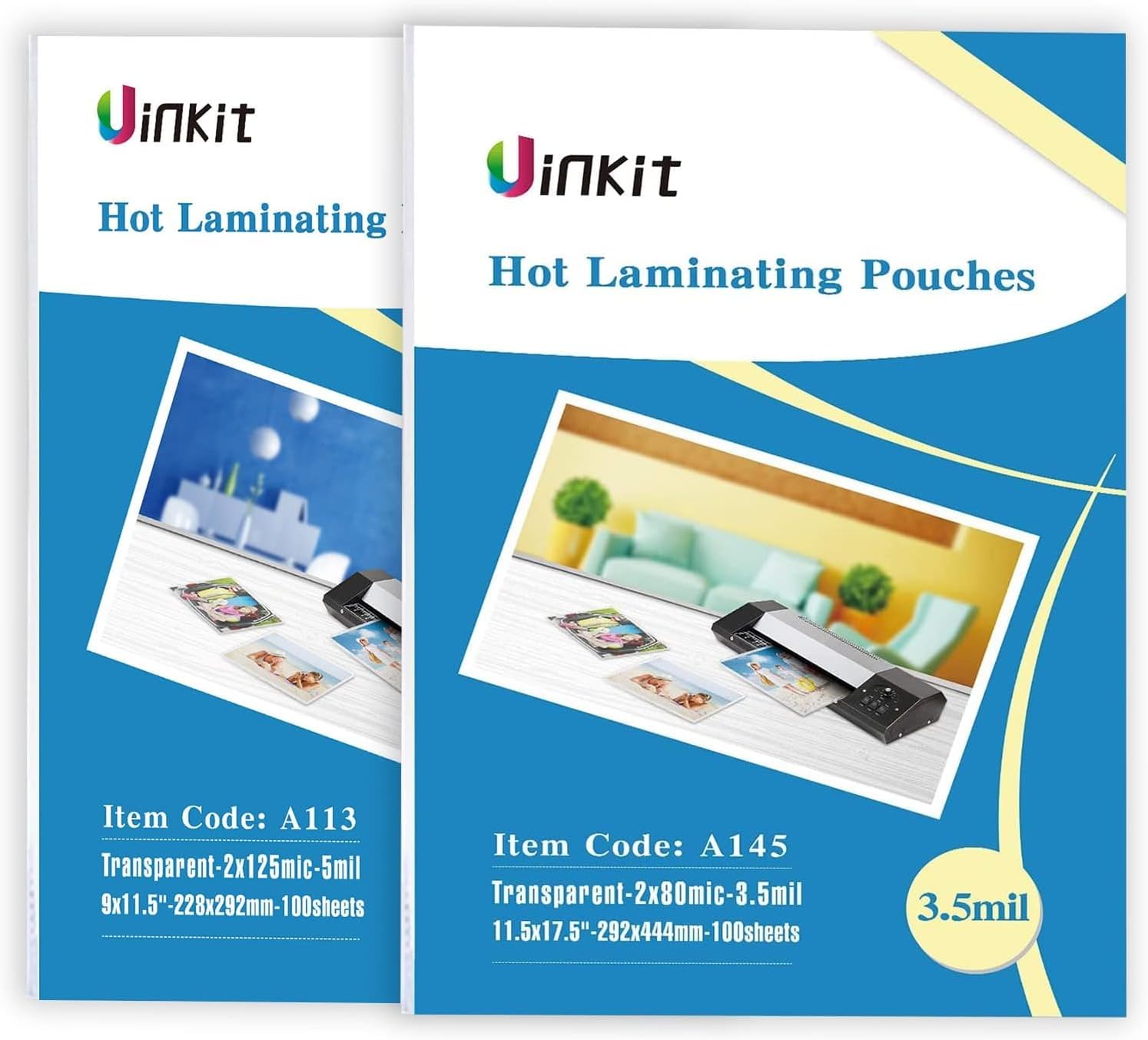 Uinkit 100Pack 11x17 Laminating Sheets Menu Size 3.5mil and 100Pack 8.5x11 Laminating Pouches 5mil Letter Size