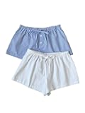 Women's 2 Pack Linen Shorts Summer Beach Pajama Boxer Shorts