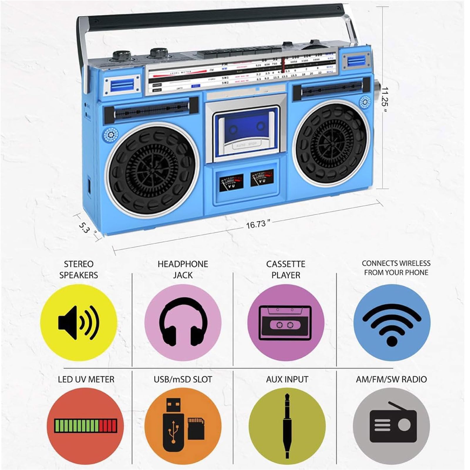Lettore Cd Retrò, Classico Stereo Portatile Bluetooth Stile Anni '80, Supporta Ingresso Sd/Usb, con Radio Am/Fm, Registrazione/Trascrizione Un Clic, per Balli Strada,DAB+