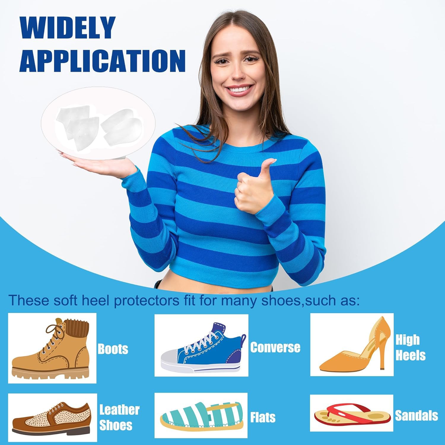 MEISO 4 Piezas Talonera Silicona, Protector de Talón y Tobillo, Aumento de Altura Interior de 2 cm Almohadilla Talon, Taloneras Fascitis Plantar, Alivia el Dolor de Talón, para Hombres y Mujeres
