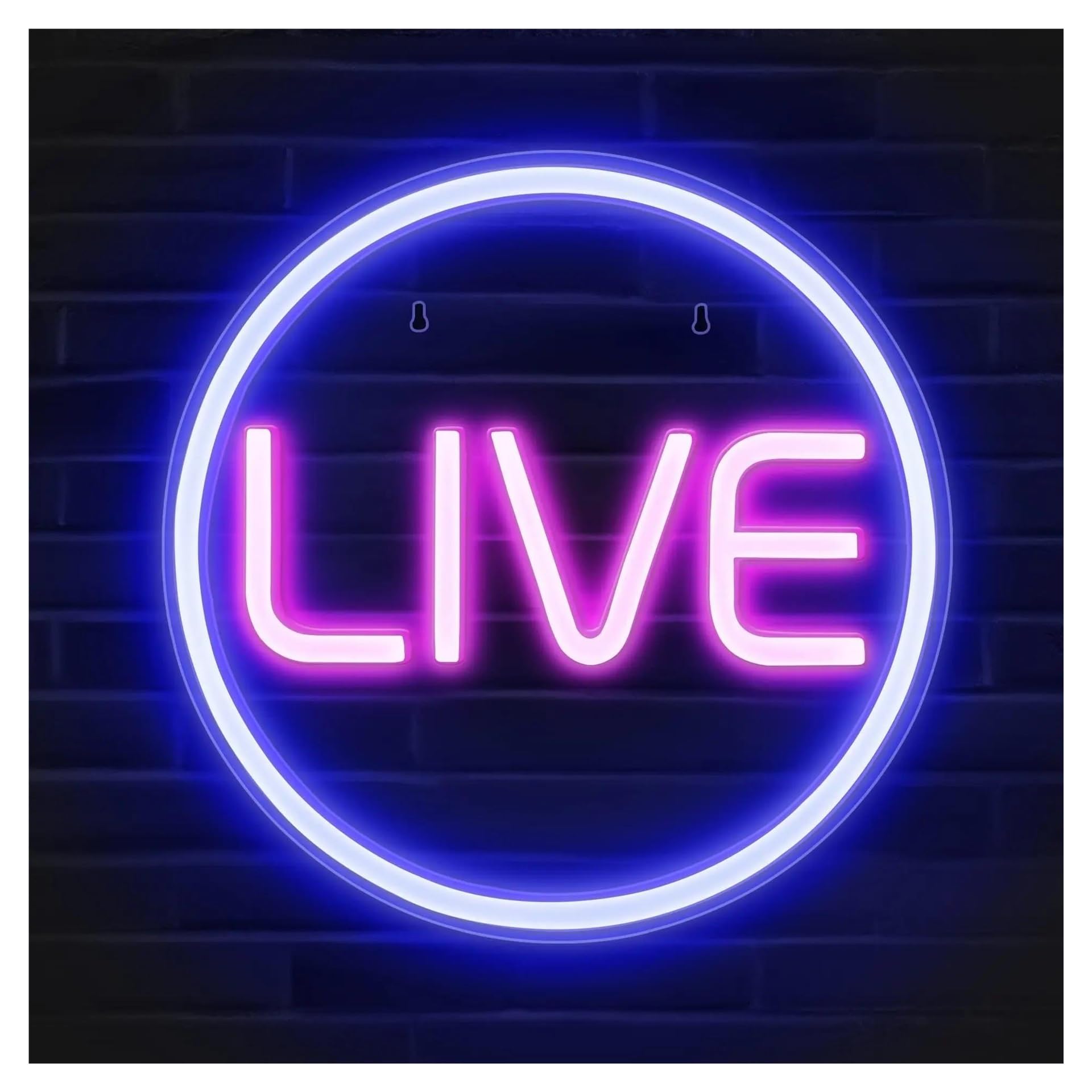 LEMST Signs Lamp Live Neon Lights USB Powered Adjustable Brightness Live On Air Lights, Suitable for Wall Hanging Decor Neon Lights(B,35cmx35cm)