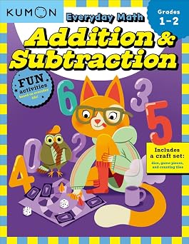 Kumon Everyday Math Addition & Subtraction-Fun Activities for Grades 1-2-Complete with Dice, Game Pieces, and Counting Tiles!