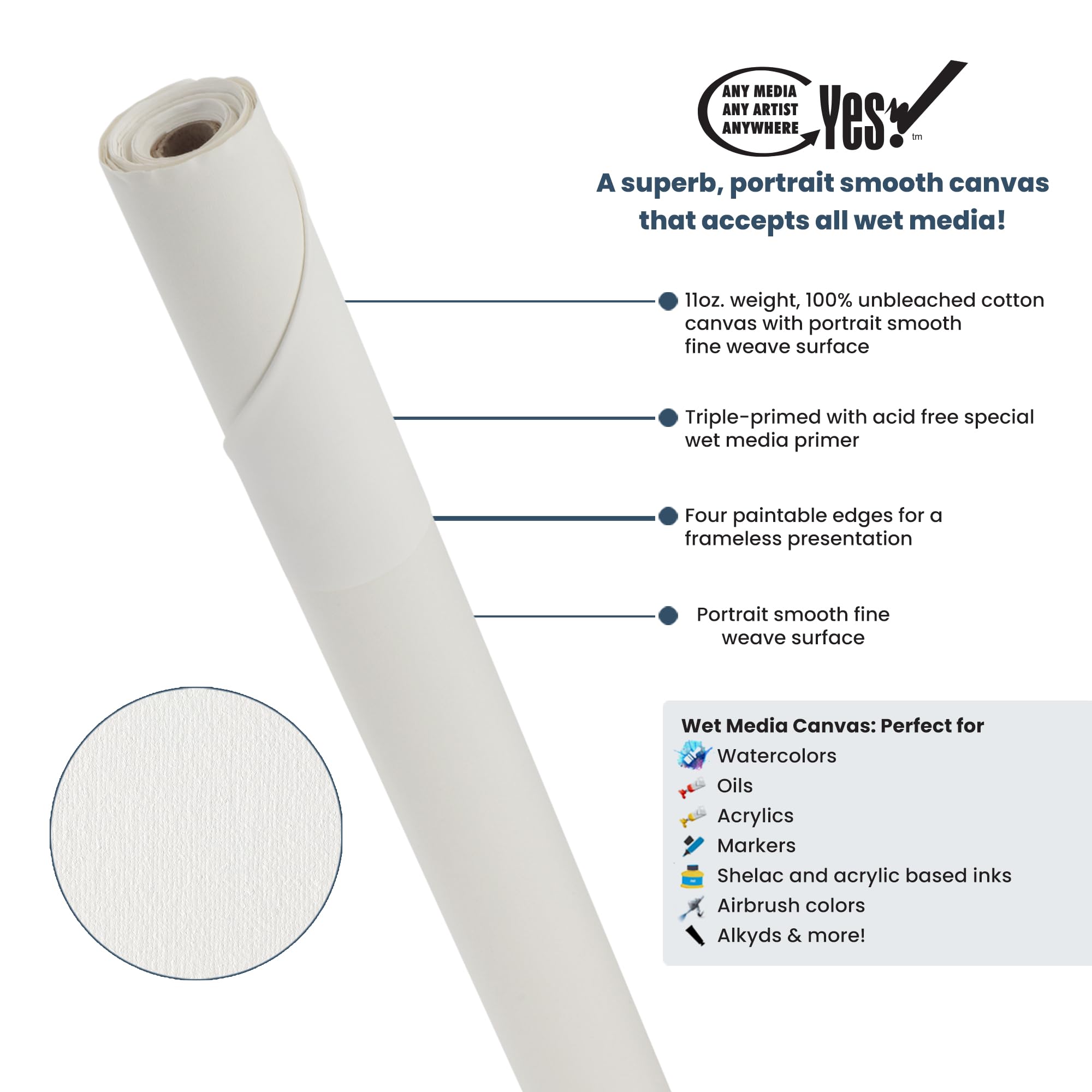 Amazon｜はい。すべてのメディアコットンキャンバスロール8オンス84