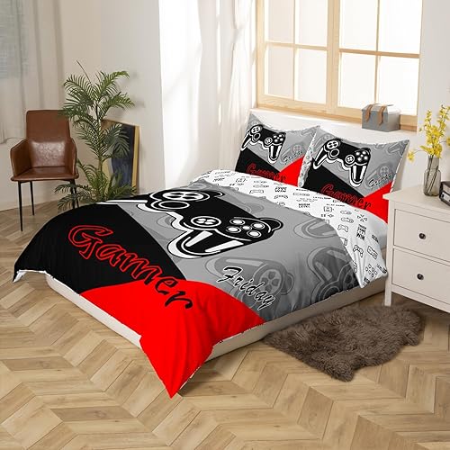 Miniatura 2 de Feelyou Funda de edredón para niños y niñas, juego de ropa de cama con estampado de consola de videojuegos, decoración del hogar, funda de edredón