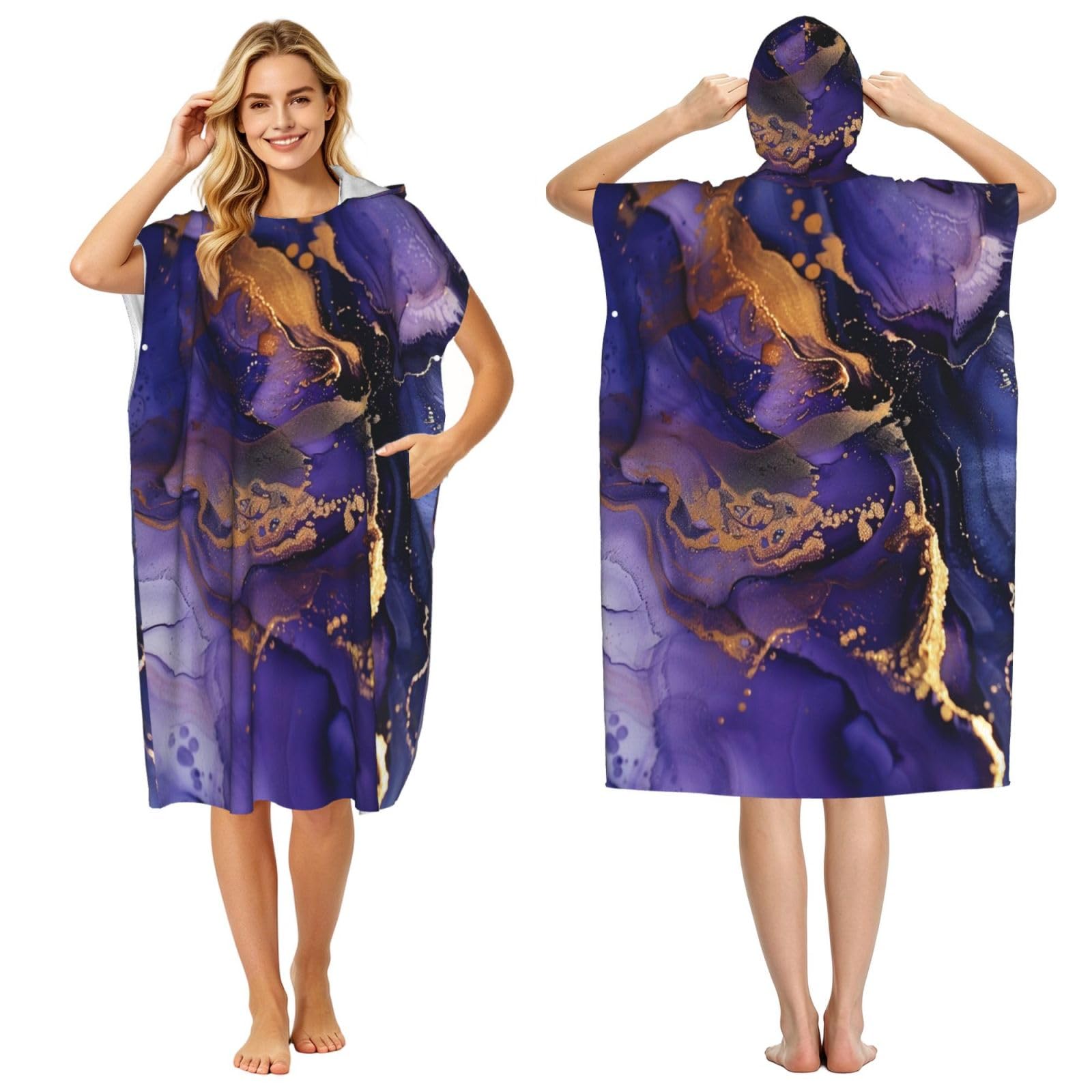 DTHKJNLSF Flow Adult Hooded Beach Poncho Towel