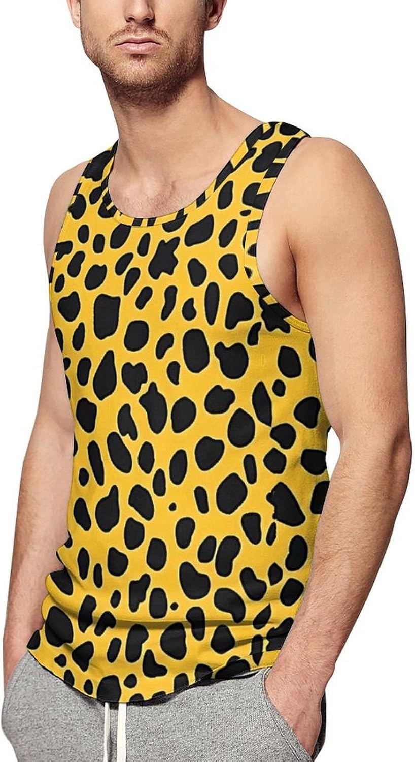 Leopard Print Men's Tank Top Sleeveless Muscle Shirts Vest Beach T Shirts for Workout Gym