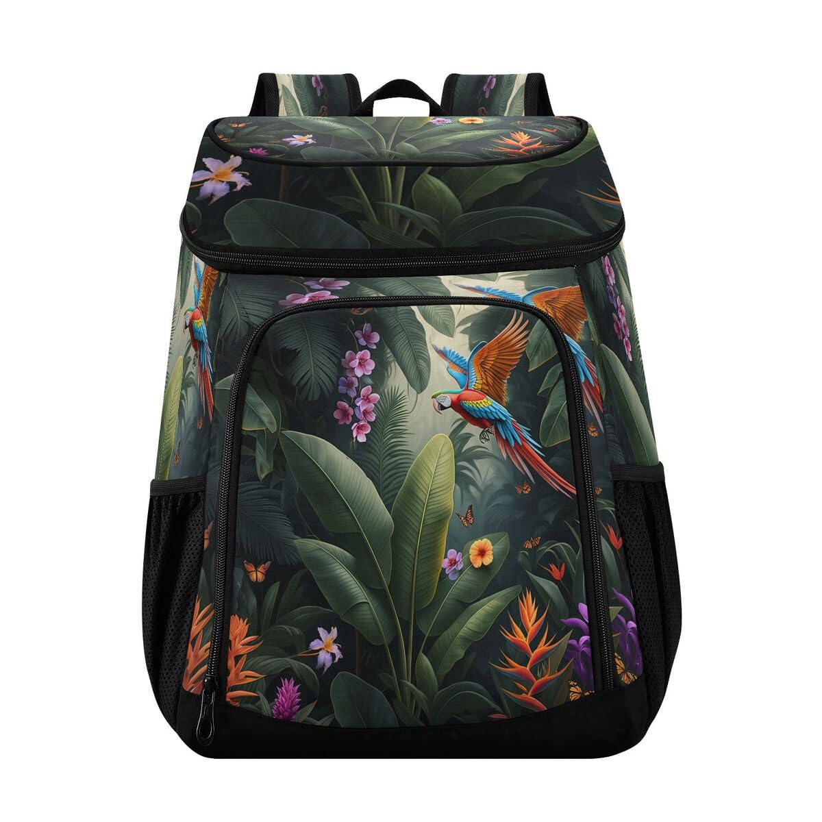 Tropical Plants Green Cooler Backpack Leakproof Insulated Lunch Cooler Bag 30 Cans Camping Backpacks for Men Women