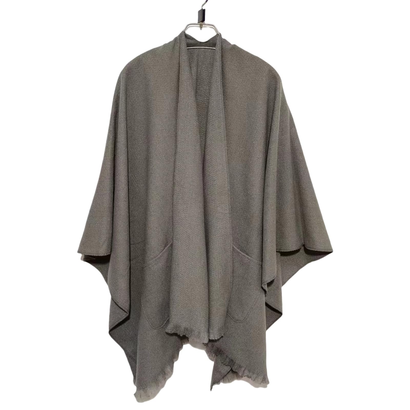 Poncho Mantella Colore Solido Autunno E Inverno Imitazione Cashmere Cape A Forma di Sciallo A metà Lunghezza del Mantello Esterno