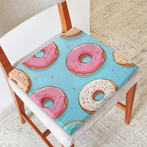 Bardic Chair Cushion 1 Pack Cute Donut Memory Foam Seat Cushion Donut Painted Removable Square Chair Pads for Kitchen Dining Office Chairs and Car