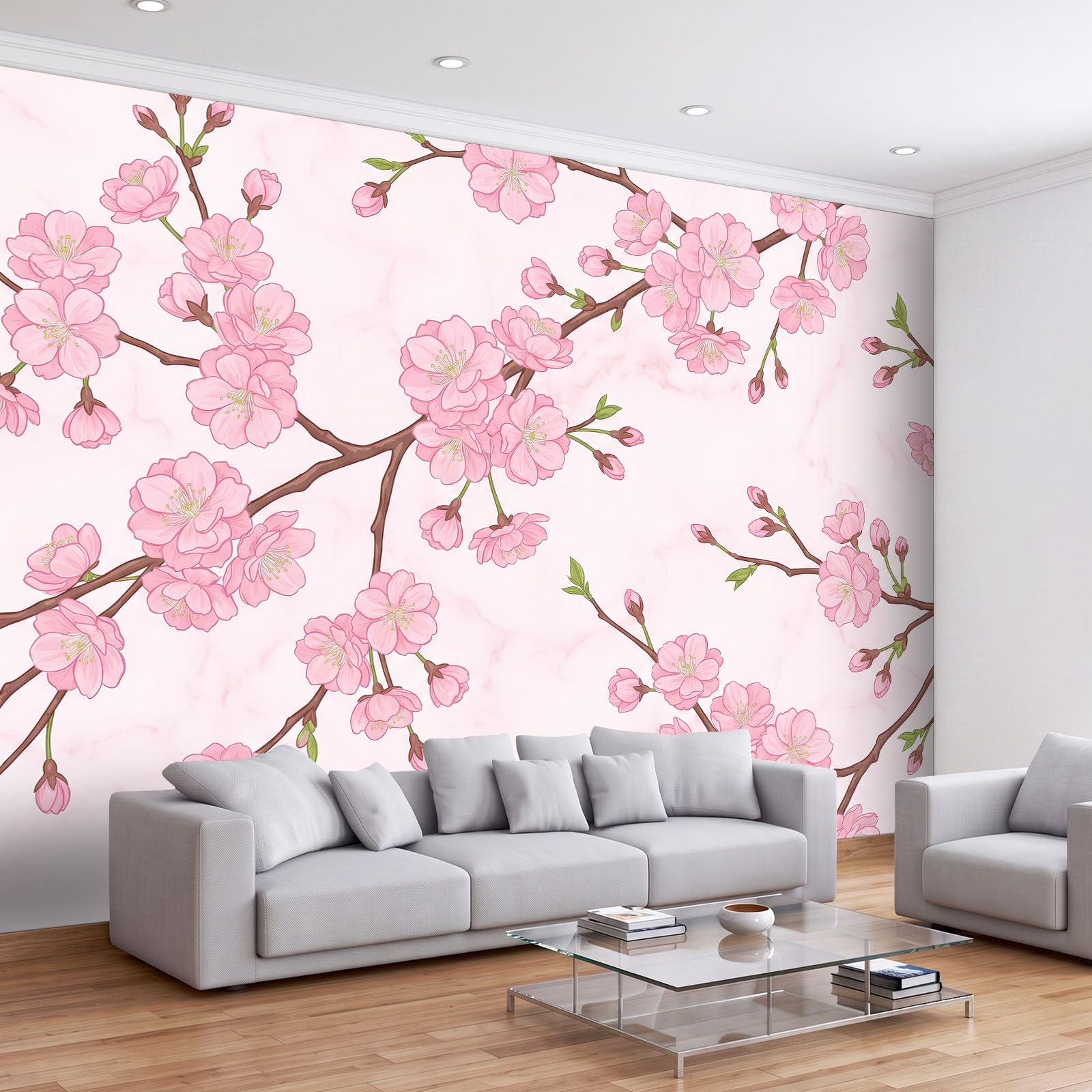 Oriental Romántique - Papel pintado para pared (350 x 256 cm), color blanco