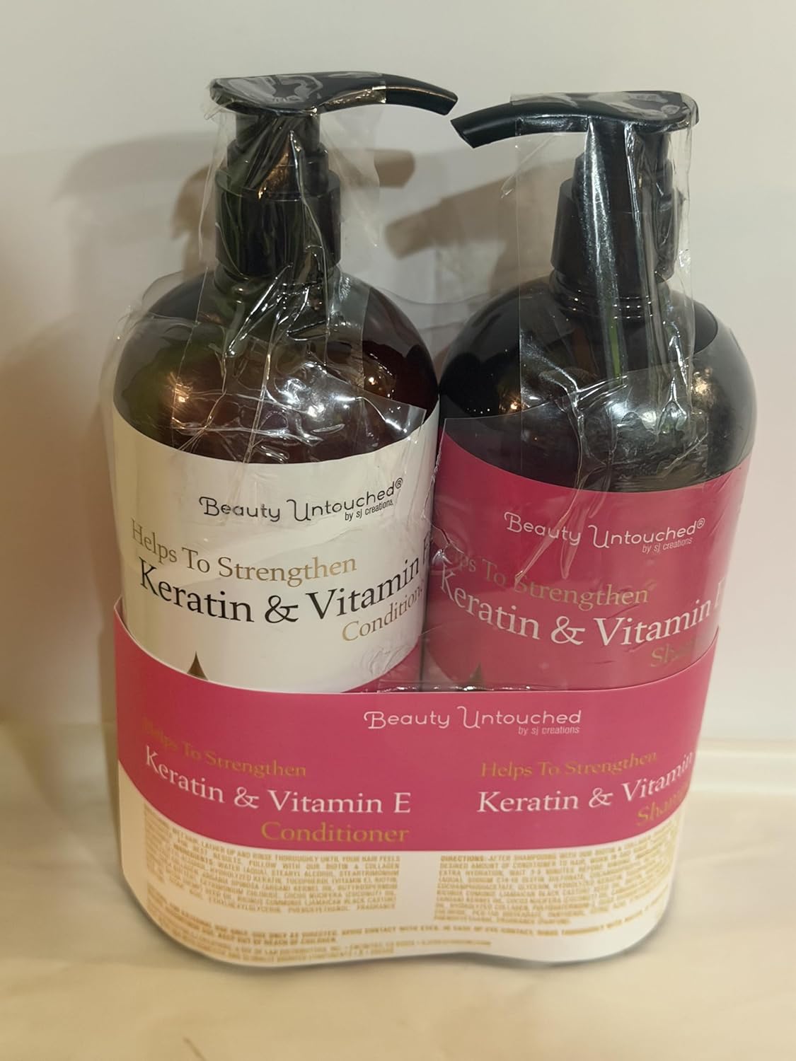 Beauty Untouched Keratin & Vitamin E Shampoo & Conditioner, Strengthen, Hydrate, and Cleanse, 2 Pack