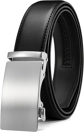 CHAOREN Mens Leather Ratchet Belt - 1 3/8" for Dress Pants | Micro-adjustable, Smooth Sliding Track, Trim to Fit, Formal Suits, Casual Jeans, Gift Boxed