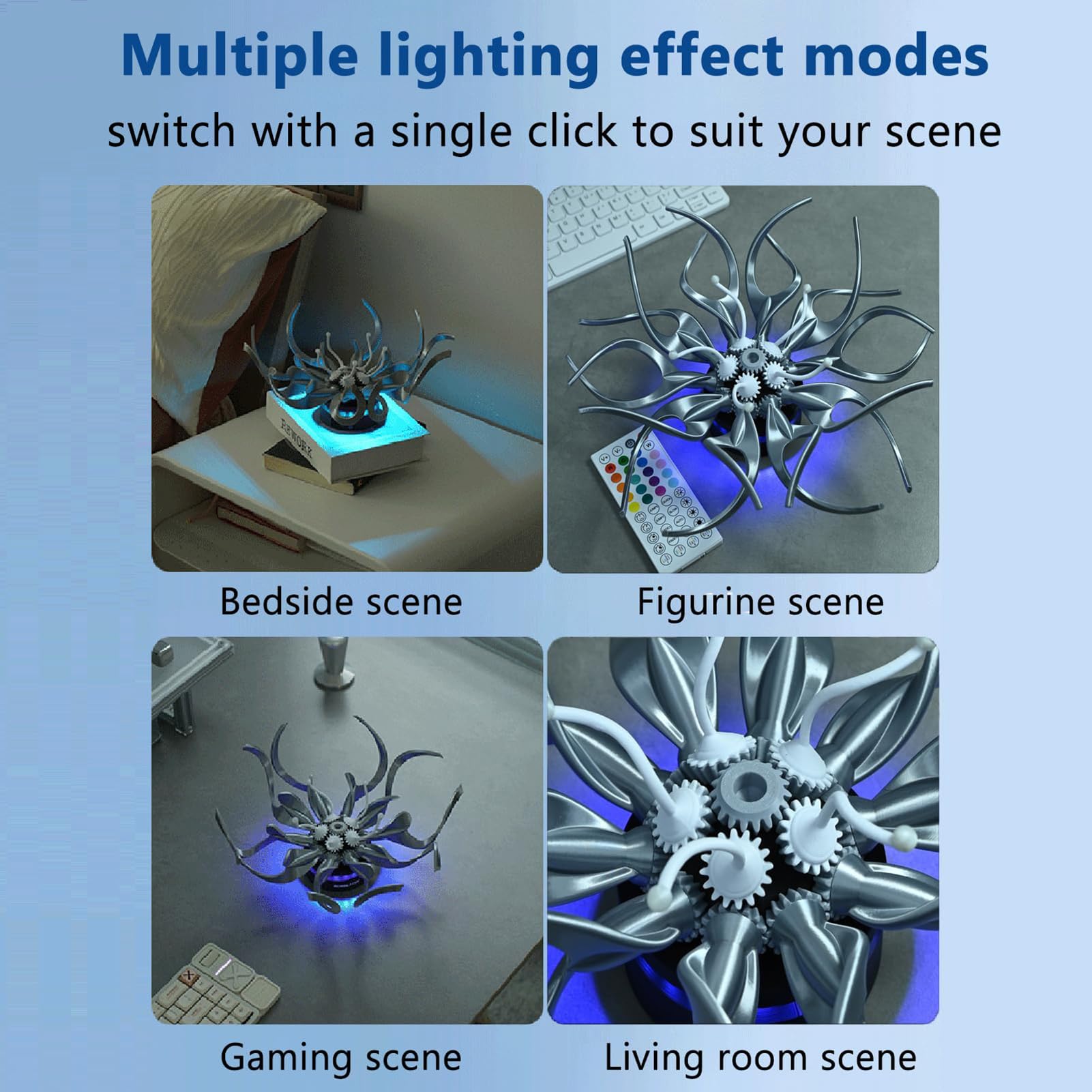 Mechaniczna spinningowa ozdoba na biurko, spiralna lampa stołowa LED z efektami świetlnymi RGB, regulowana jasność i prędkość do dekoracji biurka i prezentów