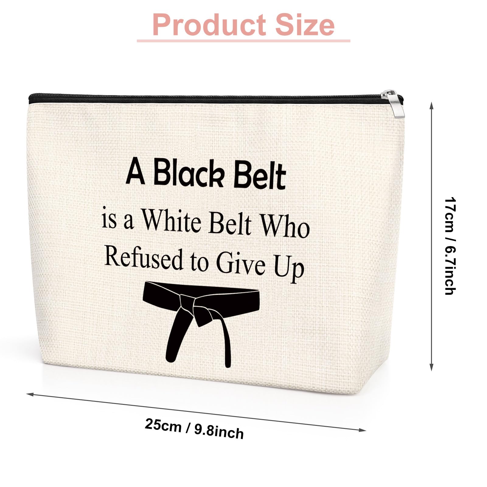 Martial Arts Gift Martial Art Makeup Bag Inspirational Karate Girl Gifts Judo Jitsu Gifts for Women Girls Encourage Taekwondo Karate Girl Gifts Tae Kwon Do Gifts Travel Zipper Cosmetic Pouch - Image 2