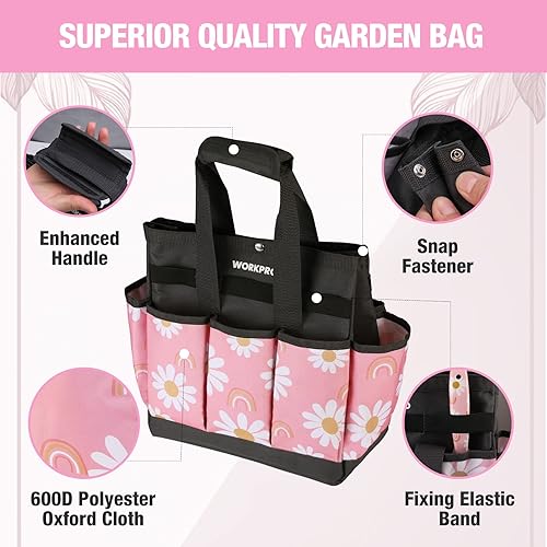 Miniatura 3 de WORKPRO Bolsa de Herramientas de Jardín, Bolsa de Jardinería de 9 Bolsillos, Caddy Tote de Jardín Oxford de Servicio Pesado (Herramientas NO