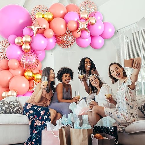 Miniatura 6 de FEYG Kit de arco de globos de oro rosa y rosa, 110 unidades, globos, arco, decoraciones de fiesta, cumpleaños, boda, baby shower, graduación,