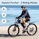 Hoverfly OUREA 26" Electric Bike for Adults, 750W Peak Motor Mountain Ebike, Max 20MPH, Up to 40 Miles, UL2849 Certified, 7-Speed, Removable Battery, Shock Absorber, Electric Bicycle for Commuting
