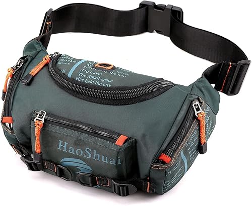 Riñonera impermeable para exteriores, con correa ajustable, para viajes, montañismo, senderismo, viajes, campamento, ciclismo, correr, Verde oscuro,
