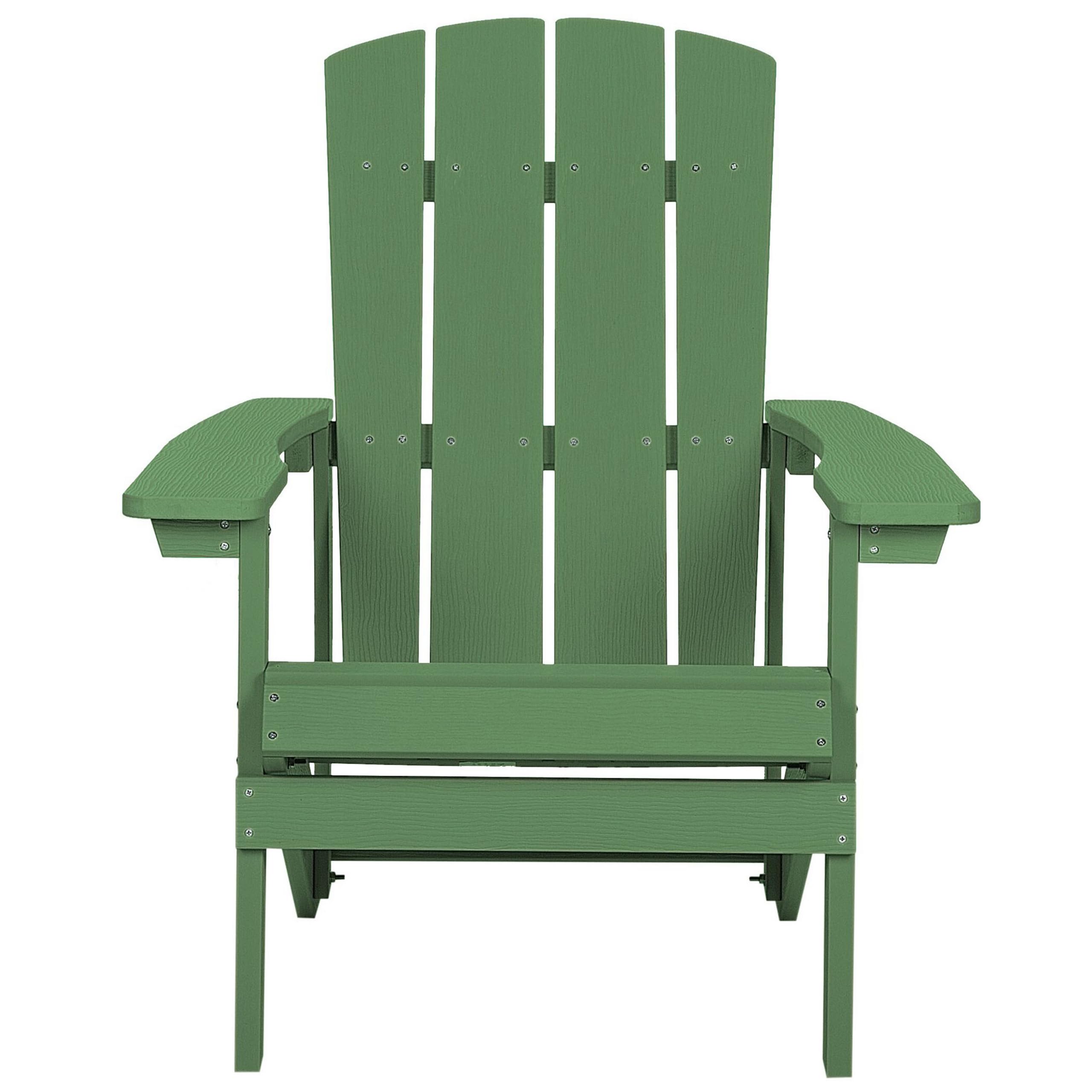 Moderner Muskoka Gartenstuhl Kunstholz Grün mit Hocker Armlehnen Adirondack