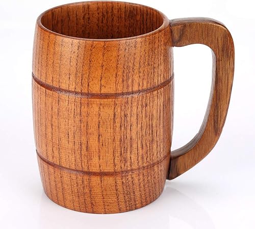 Taza de cerveza en forma de barril de madera hecha a mano, Taza de cerveza clásica de madera, Tazas de té hechas a mano, Beber té café, vino cerveza