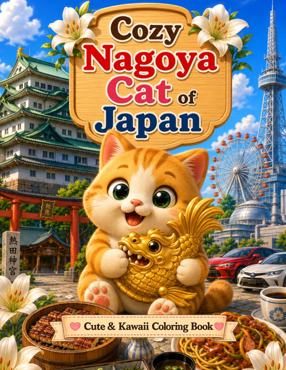 Cozy Nagoya Cat of Japan: 25 Cute & Easy Coloring Pages Featuring Adorable Cats, Nagoya Landmarks, Local Food, and Japanese Culture (Cozy Cat of Japan Series)