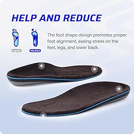 VALSOLE 250+lbs Winter Thermal Wool Insoles for Men Women,Plantar Fasciitis Orthotics Insert,for Flat Feet,High Arch,Foot Pain,Standing All Day Boot Work Shoe Warm Insoles(286mm)