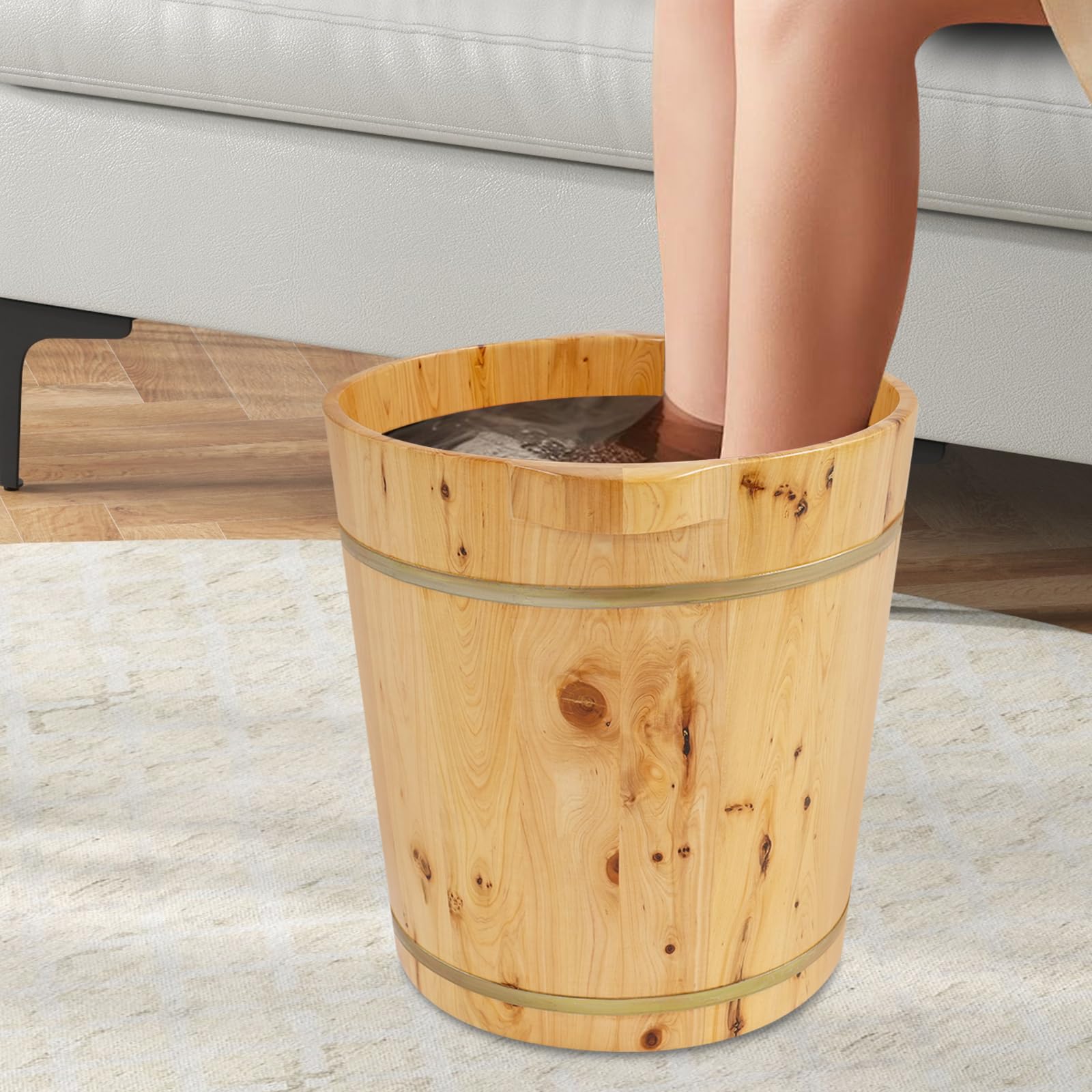 Vasca per piedi in legno con ritenzione del calore, secchio per piedi in legno, pratica vaschetta per pedicure, bagno per piedi, sauna, per benessere, spa, sauna, regalo, 36,5 x 25 cm (36,5 x 40 cm)