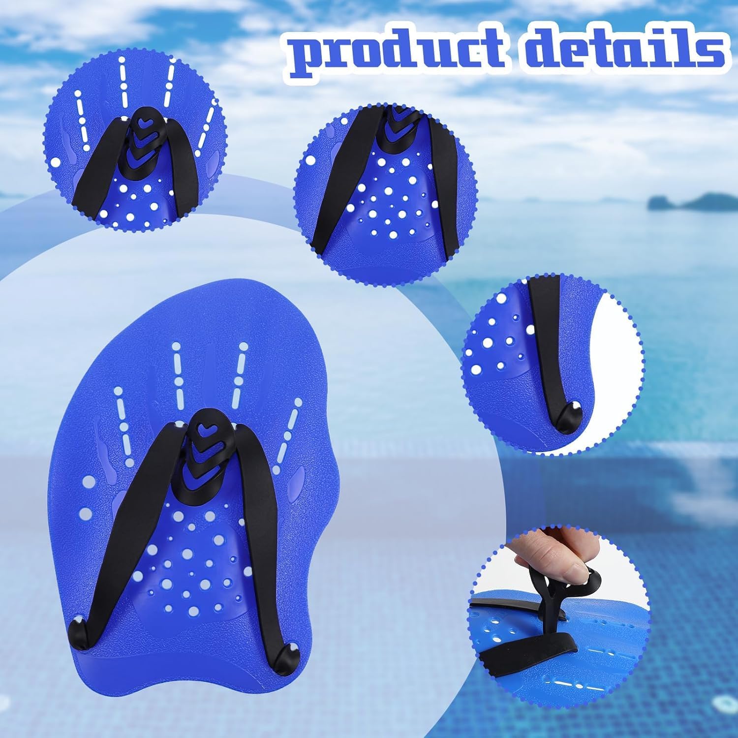SPOCCO | Swimming Hand Paddles Training Paddles with Adjustable Straps Swimming Fins Hand Paddles Gloves for Swim Training Water Resistance, Swimming Gear for Kids, Youth, Women, Men - 105 1