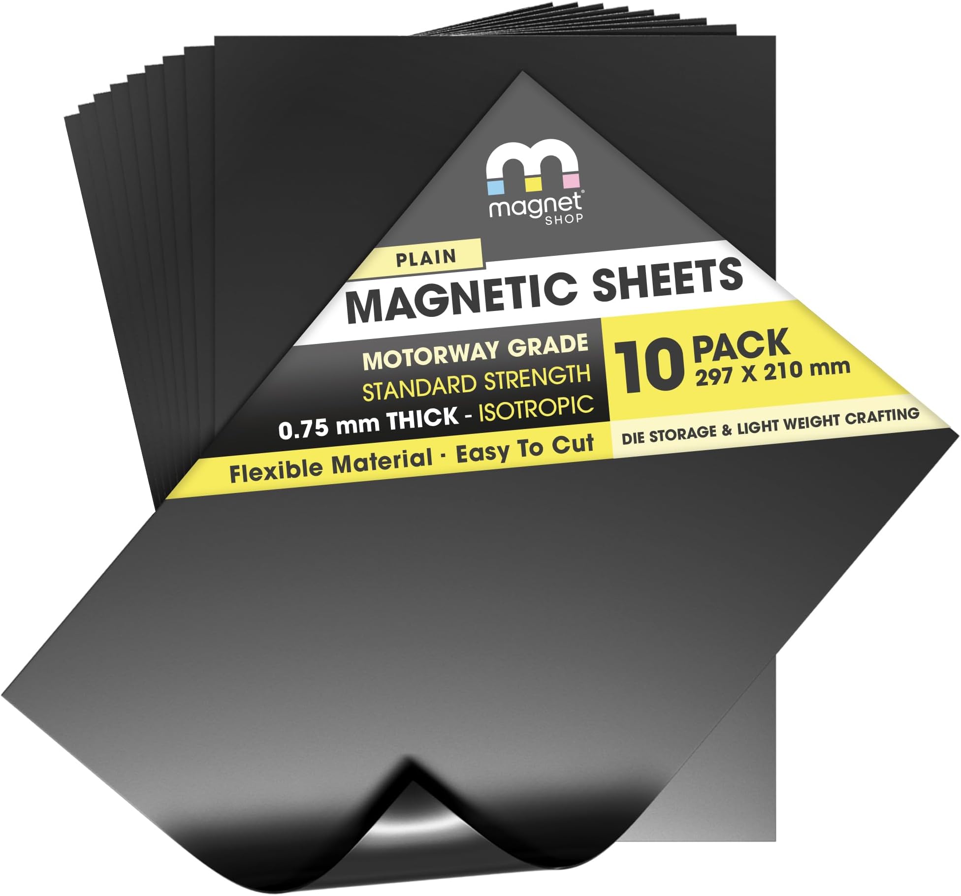The Magnet Shop 10 x A4 0.85mm Plain Flexible Magnetic Sheets - Strong Motorway Grade