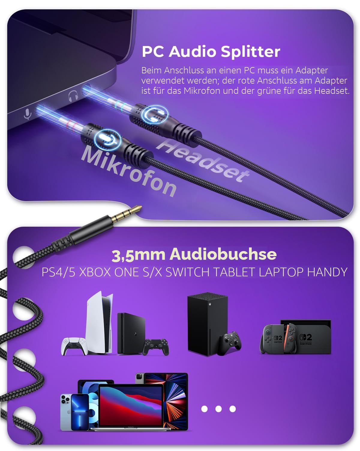 havit Gaming Headset mit Mikrofon - Gaming Kopfhörer [3,5mm Klinke für PC, Xbox und PlayStation] - Gamer Kopfhörer Over Ear [mit Noise Cancelling] - Metallic Schwarz