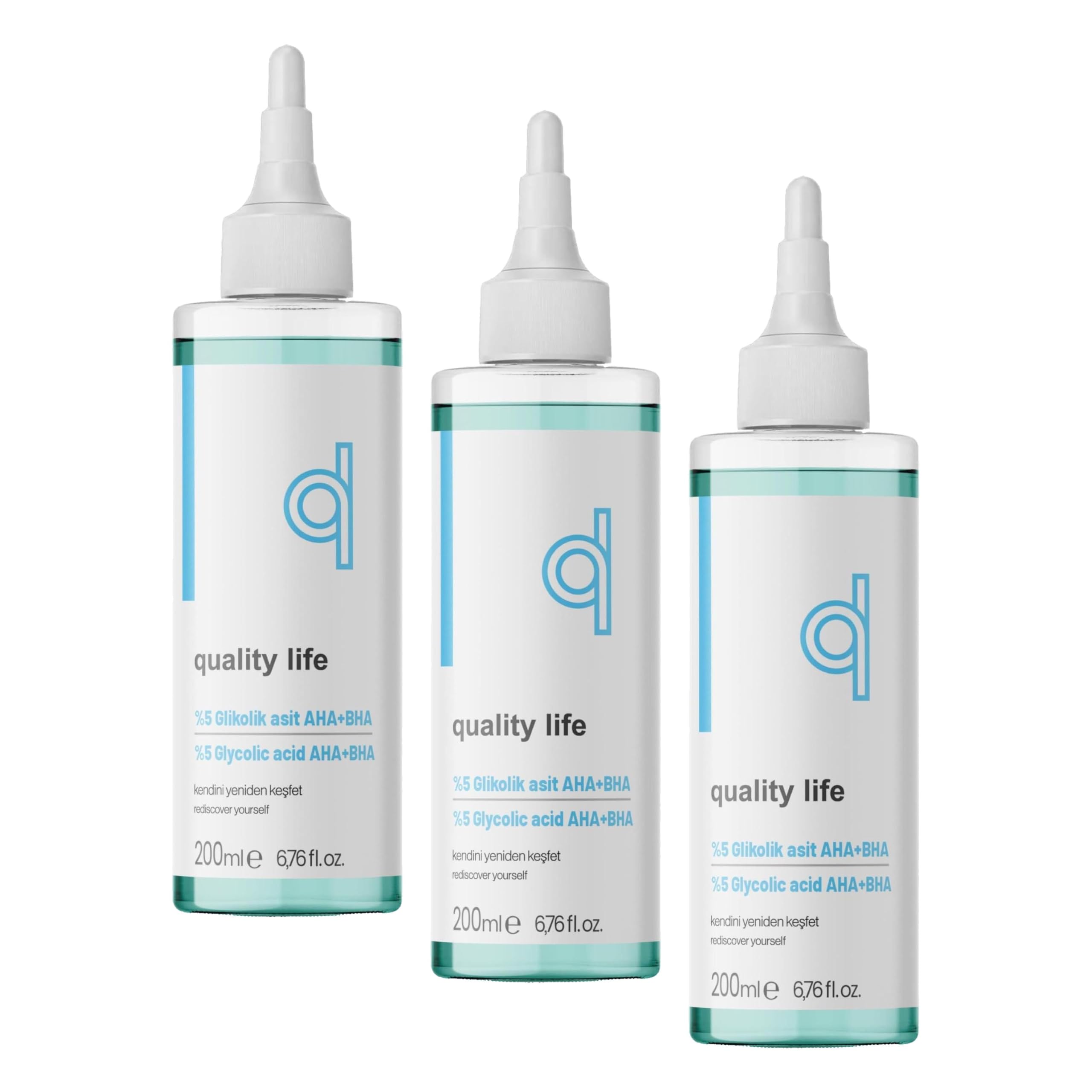 Quality Life%5 Glikolik Asit Tonik 200 Ml- Aha Bha Tonik - Gözenek Sıkılaştırıcı Canlandırıcı (3 paketi)