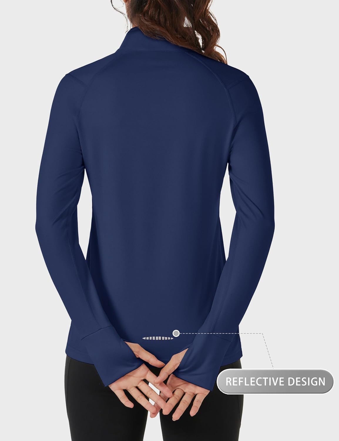 Cavva Women's Fleece Quarter Zip Pullover Running Shirt Thermal Long Sleeve Tee Athletic Workout Tops Thumb Hole - Image 2