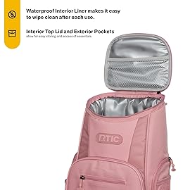 RTIC 15 Can Lightweight Backpack Cooler Soft Insulated Portable Bag for Lunch, Beach, Drink, Beverage, Travel, Camping, Picnic, Car, Hiking, Dusty Rose