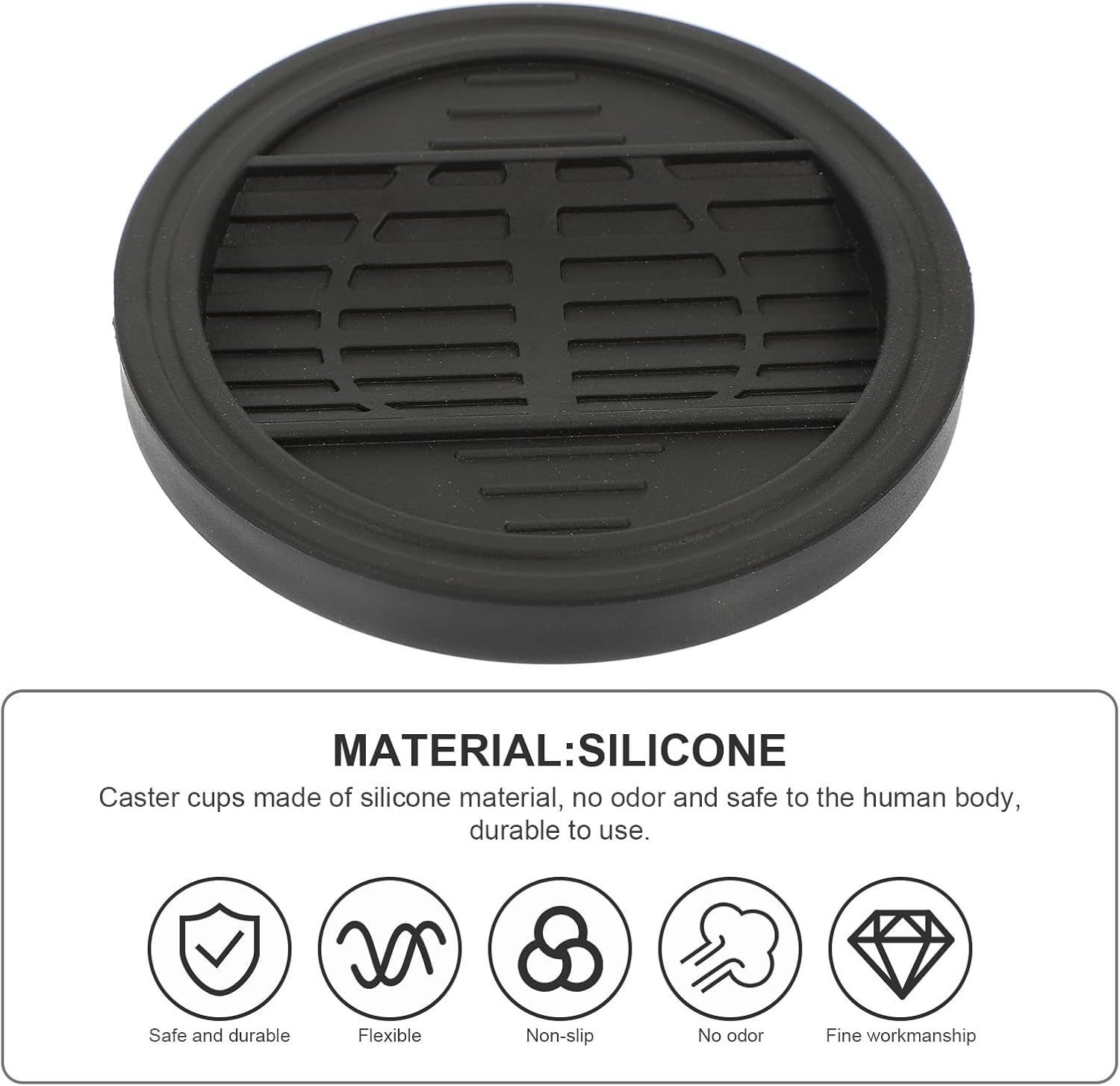 8pcs Non Skid Silicone Furniture Wheel Pads for Hardwood Floors, Anti-Scratch Bed and Chair Stoppers, Furniture Caster Cups for Sofas and Beds