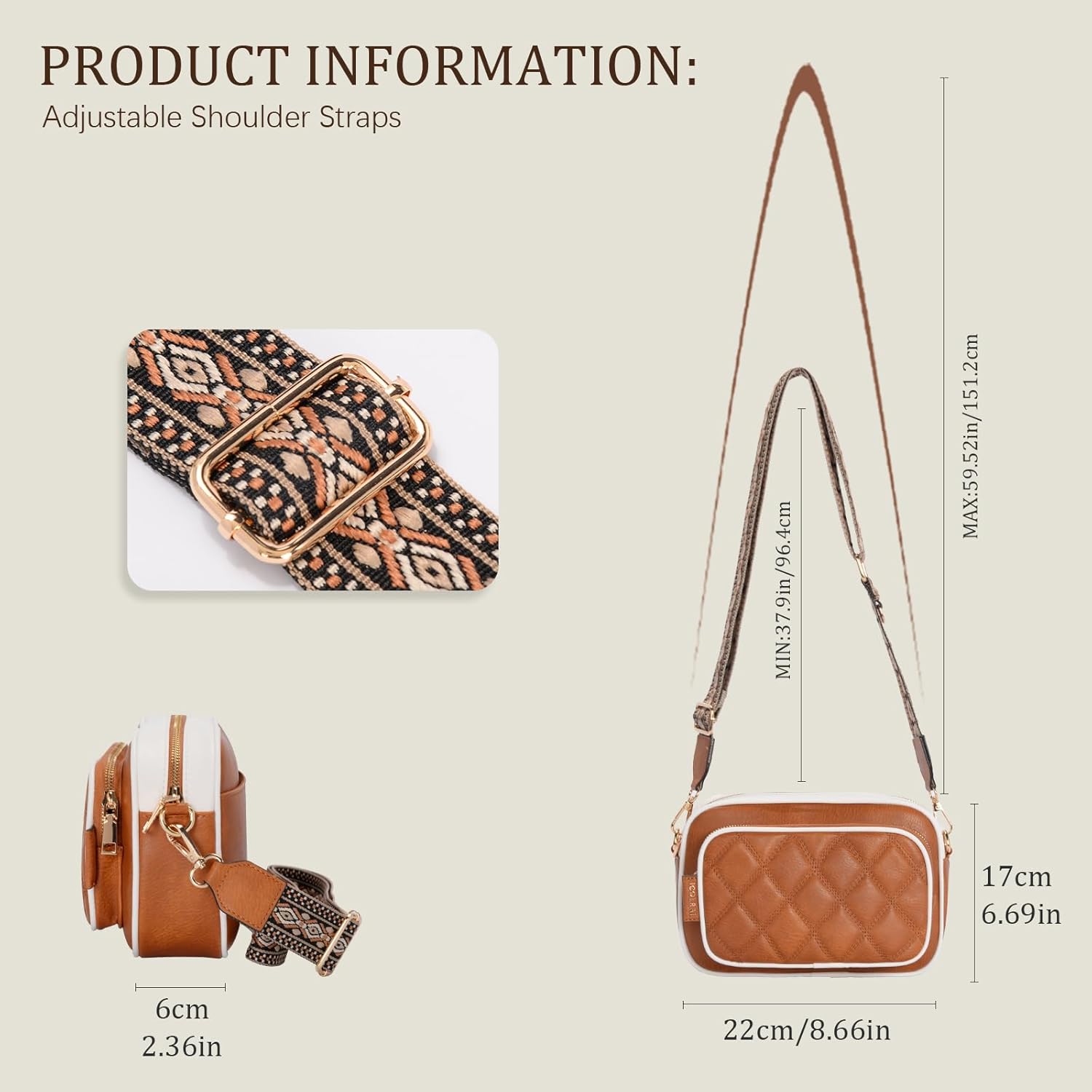 Quilted Crossbody Bags for Women,Trendy Vegan Leather Small Crossbody Purse Women's Shoulder Handbags with Wide Strap - Image 7