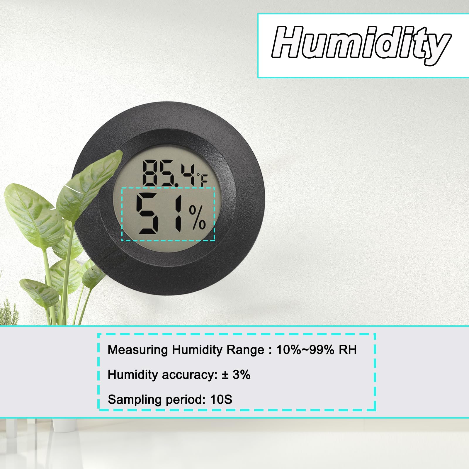 Mini igrometro digitale, misuratore di umidità, confezione da 2 pezzi, igrometro, termometri per interni/esterni, monitor dell'umidità per rettili, per serre, giardini, cantine, Fahrenheit (℉)/Celsius