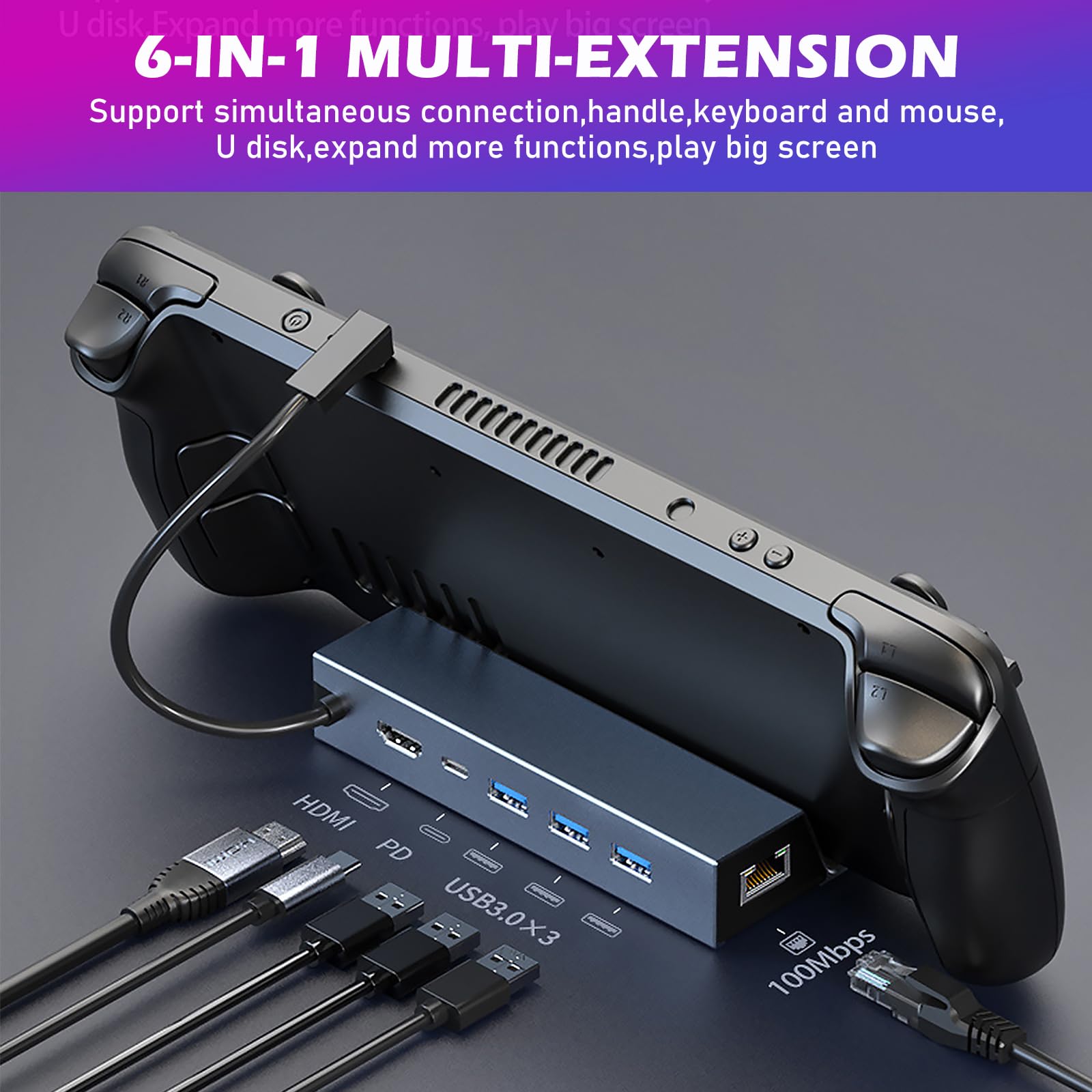 Switch Docking Station, 6 in 1 Docking Station USB C per Switch, Dock per Switch con HDMI 4K@60Hz, USB 3.0, Carica Rapida PD 100W, RJ45 100M