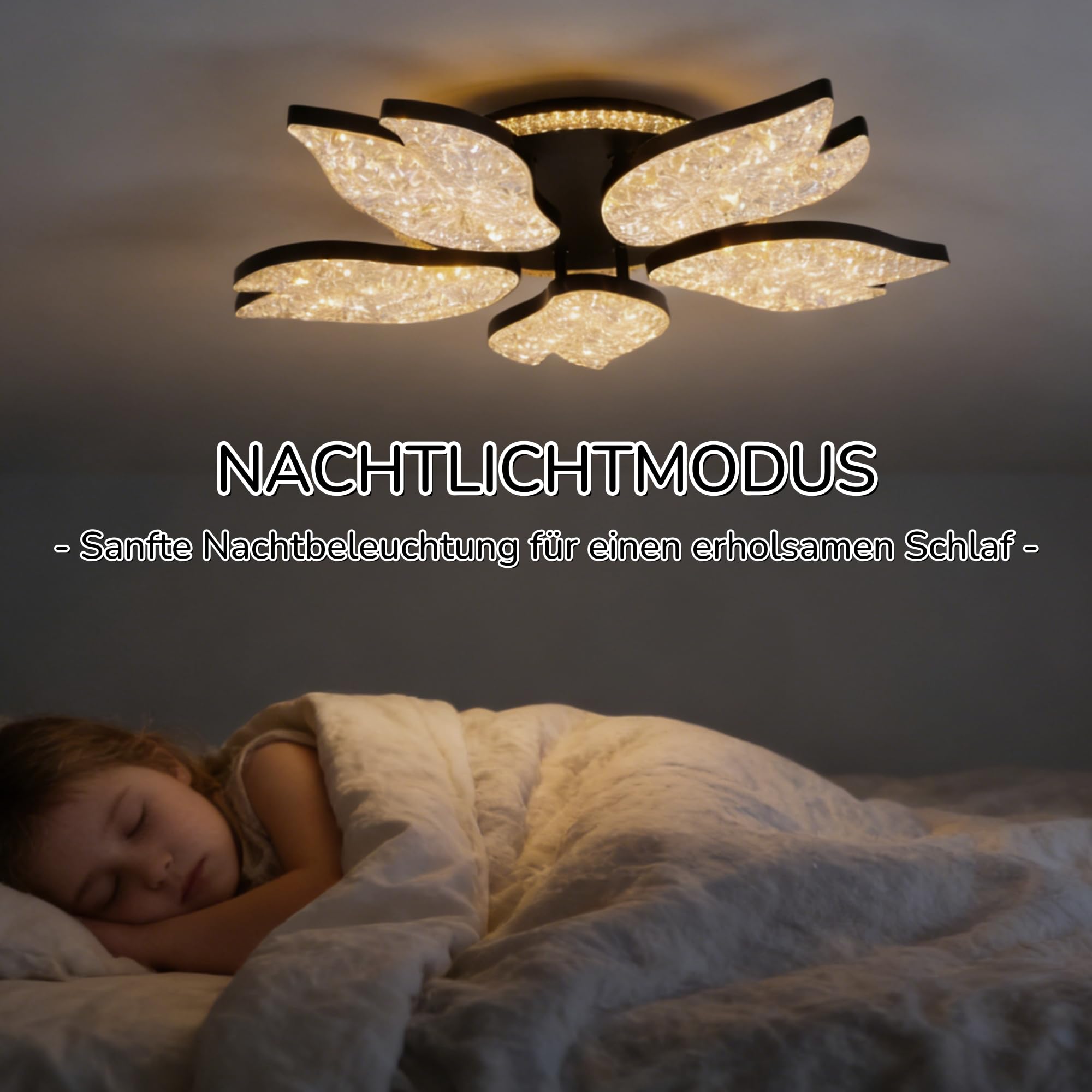 LED Wohnzimmer Deckenlampe Blume, Deckenleuchte Wohnzimmer Modern mit Speicherfunktion, Energieeffizient Dimmbare Wohnzimmerlampe Decke mit Fernbedienung/App-Steuerung für Esszimmer/Wohnzimmer/Flur