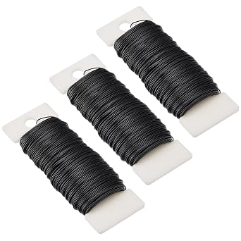 Hapeper 22 Gauge Floral Flexible Paddle Wire for Christmas Wreath Tree, Flower Arrangements, 3 Pack 114 Yards Black